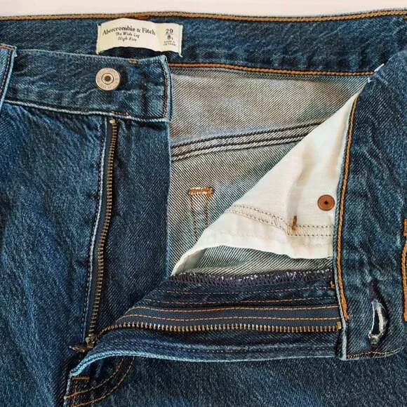 Abercrombie & Fitch The Wide Leg High Rise Jeans Size 29/8 Short NWOT - Picture 11 of 13